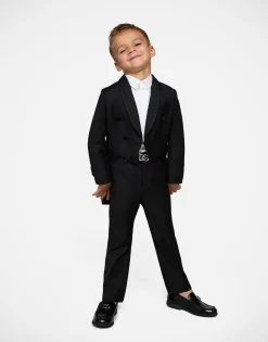 Single-breasted evening suit in stretch woolen fabric