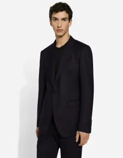 Single-breasted flannel Taormina-fit jacket