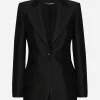 Single-breasted floral brocade Turlington jacket
