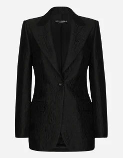Single-breasted floral brocade Turlington jacket