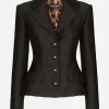 Single-breasted floral jacquard jacket