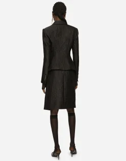 Single-breasted floral jacquard jacket