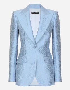 Single-breasted floral quilted jacquard Turlington jacket