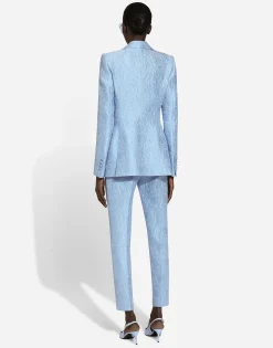 Single-breasted floral quilted jacquard Turlington jacket