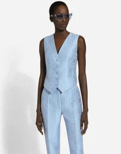 Single-breasted floral quilted jacquard Turlington jacket