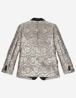 Single-breasted foiled jacquard jacket
