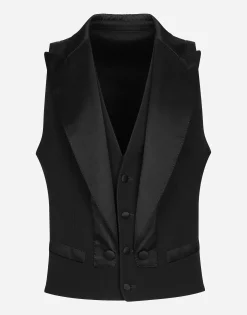 Single-breasted gabardine vest