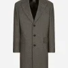 Single-breasted herringbone wool jersey coat