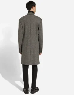 Single-breasted herringbone wool jersey coat
