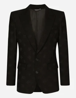 Single-breasted jacquard Sicilia-fit jacket with DG Monogram design