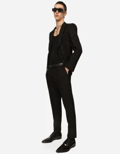 Single-breasted jacquard Sicilia-fit jacket with DG Monogram design