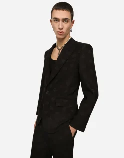 Single-breasted jacquard Sicilia-fit jacket with DG Monogram design