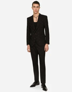 Single-breasted jacquard Sicilia-fit jacket with DG Monogram design
