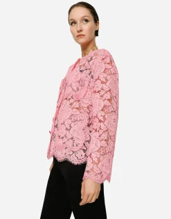 Single-breasted lace jacket