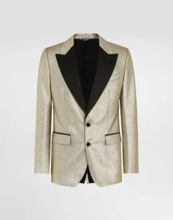 Single-breasted lamé jacquard tuxedo jacket