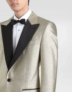 Single-breasted lamé jacquard tuxedo jacket