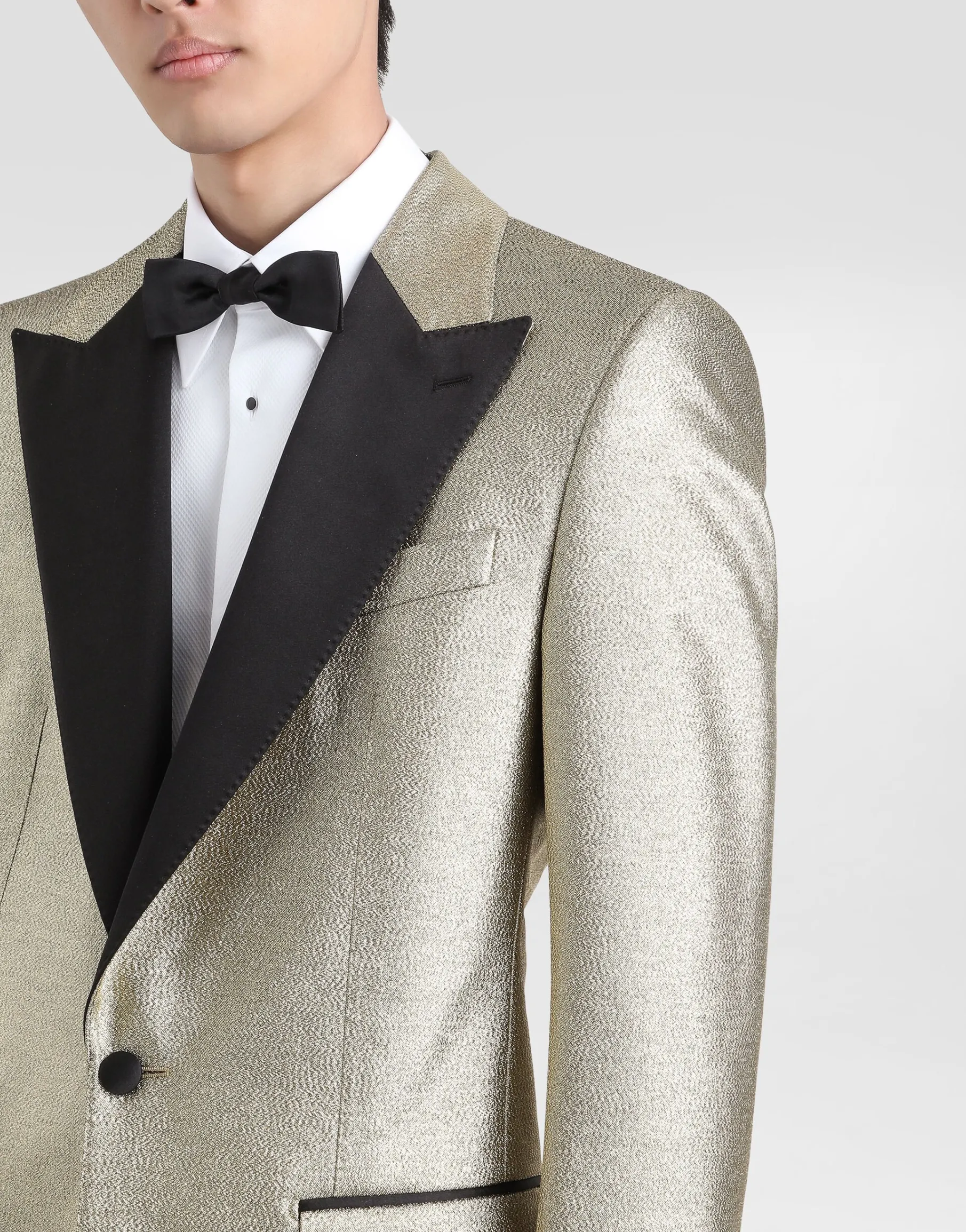 Single-breasted lamé jacquard tuxedo jacket