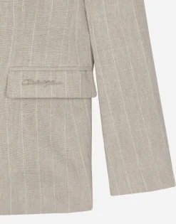 Single-breasted linen jacket with Dolce&Gabbana logo