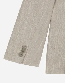 Single-breasted linen jacket with Dolce&Gabbana logo