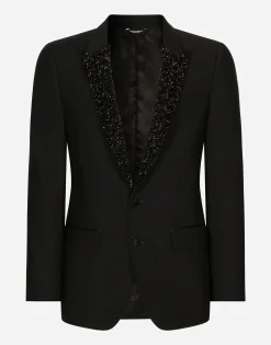 Single-breasted Martini-fit jacket with embroidered lapels