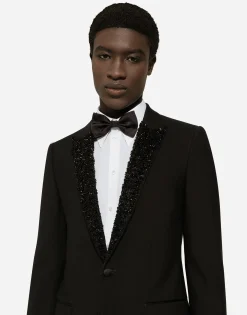 Single-breasted Martini-fit jacket with embroidered lapels