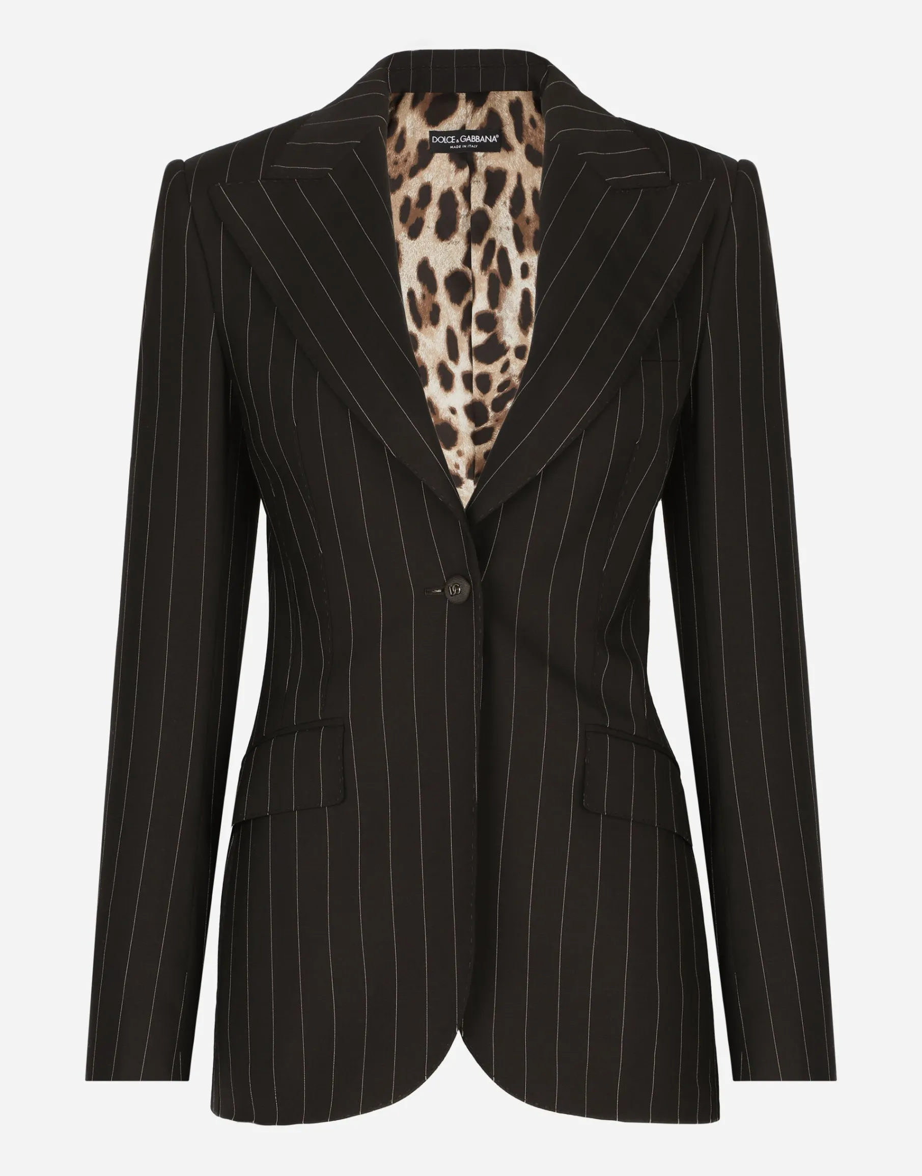 Single-breasted pinstripe wool Turlington jacket