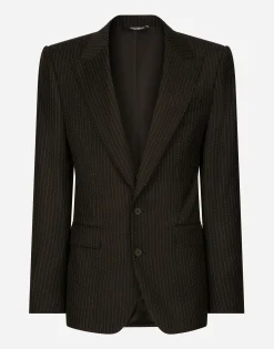 Single-breasted pinstripe wool Sicilia-fit jacket