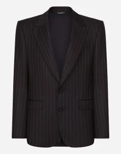 Single-breasted pinstripe wool Sicilia-fit jacket