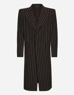 Single-breasted pinstripe wool coat