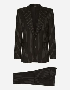 Single-breasted pinstripe stretch wool Sicily-fit suit