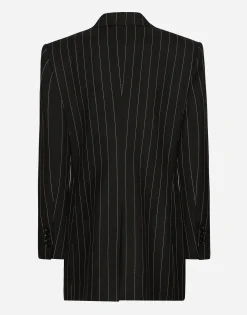 Single-breasted pinstripe wool jacket