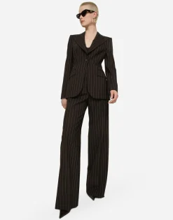 Single-breasted pinstripe wool Turlington jacket