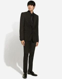 Single-breasted pinstripe wool Sicilia-fit jacket