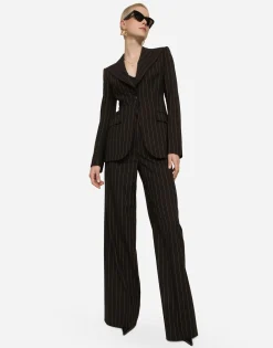 Single-breasted pinstripe wool Turlington jacket