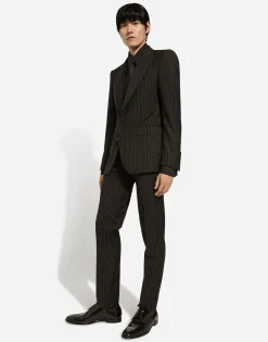 Single-breasted pinstripe wool Sicilia-fit jacket