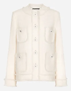 Single-breasted raschel tweed jacket