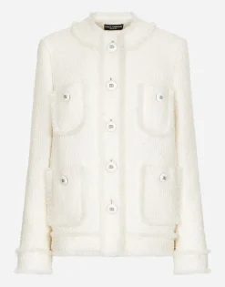 Single-breasted raschel tweed jacket