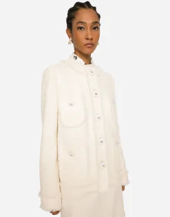Single-breasted raschel tweed jacket