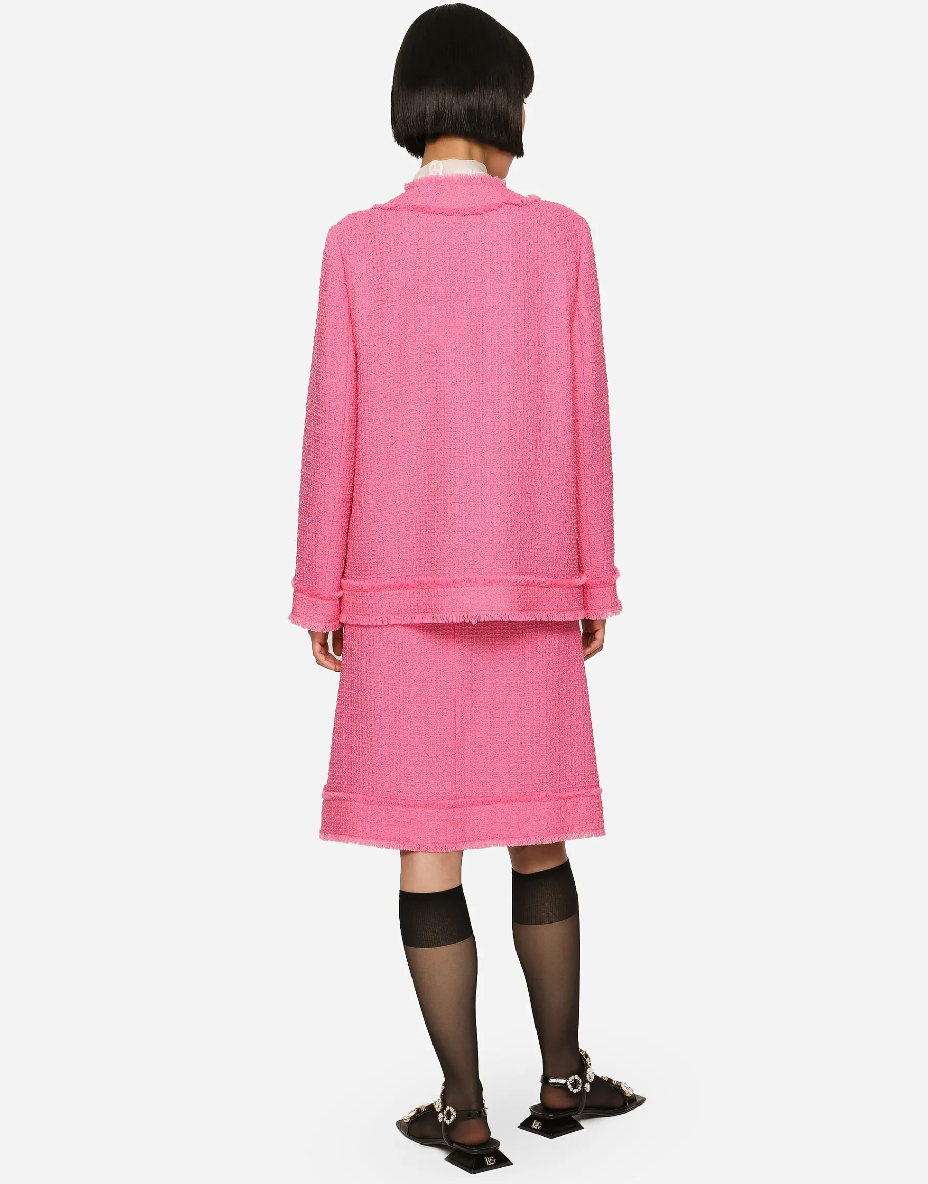 Single-breasted raschel tweed jacket