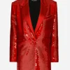 Single-breasted sequined jacket