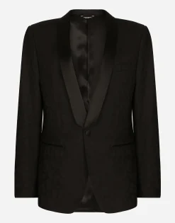 Single-breasted Sicilia-fit jacket in leopard-design wool jacquard
