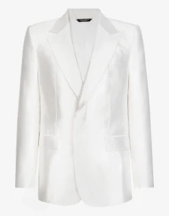 Single-breasted silk shantung Sicilia-fit jacket