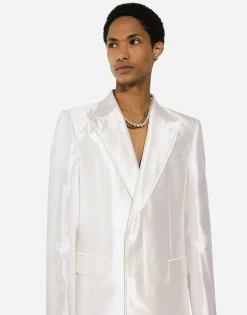 Single-breasted silk shantung Sicilia-fit jacket
