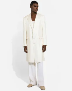 Single-breasted silk twill coat