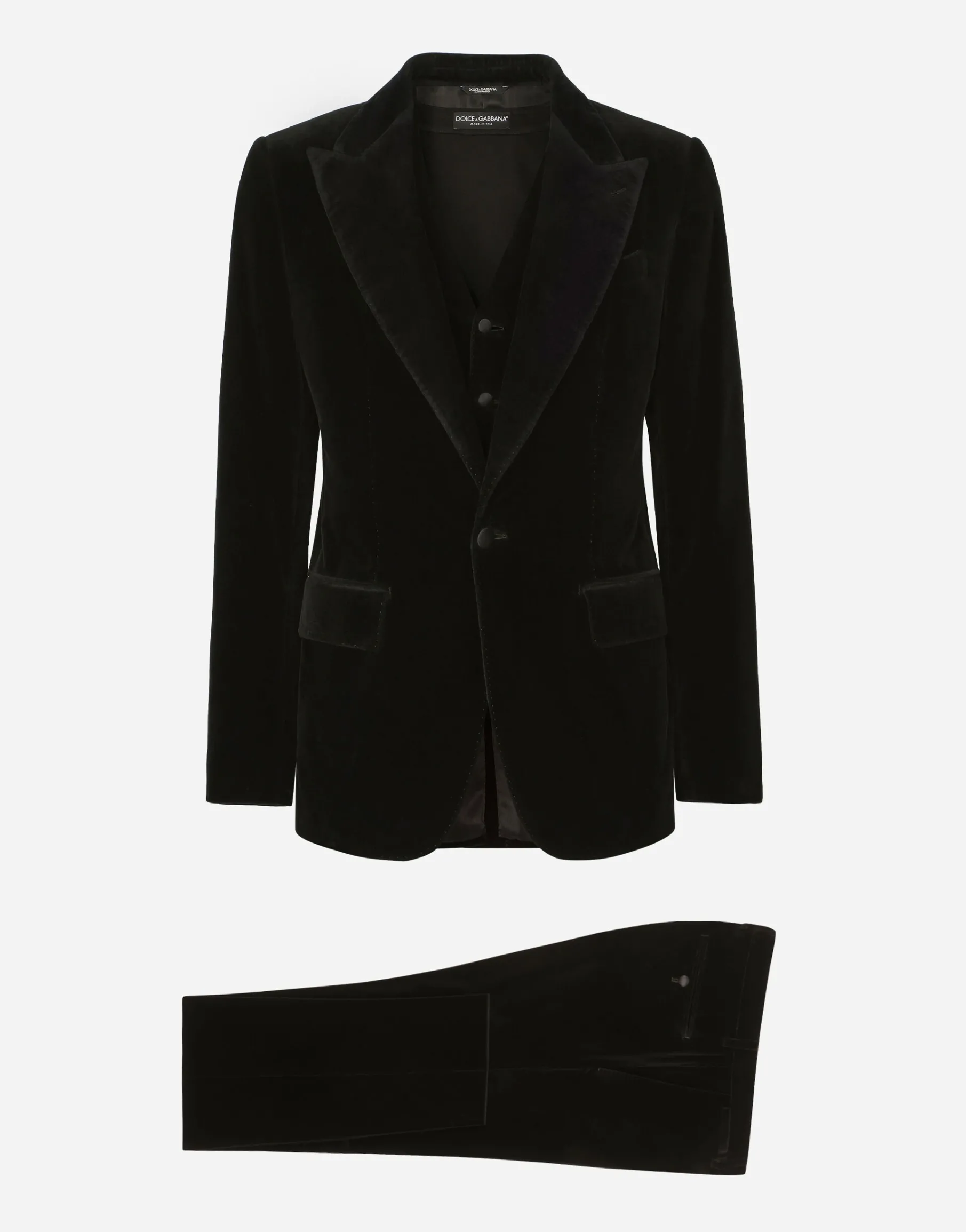 Single-breasted smooth velvet suit