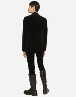 Single-breasted smooth velvet suit