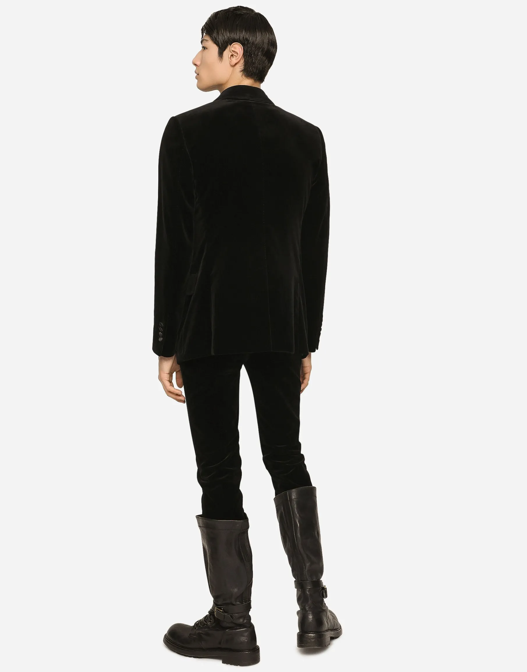Single-breasted smooth velvet suit