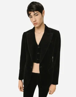 Single-breasted smooth velvet suit