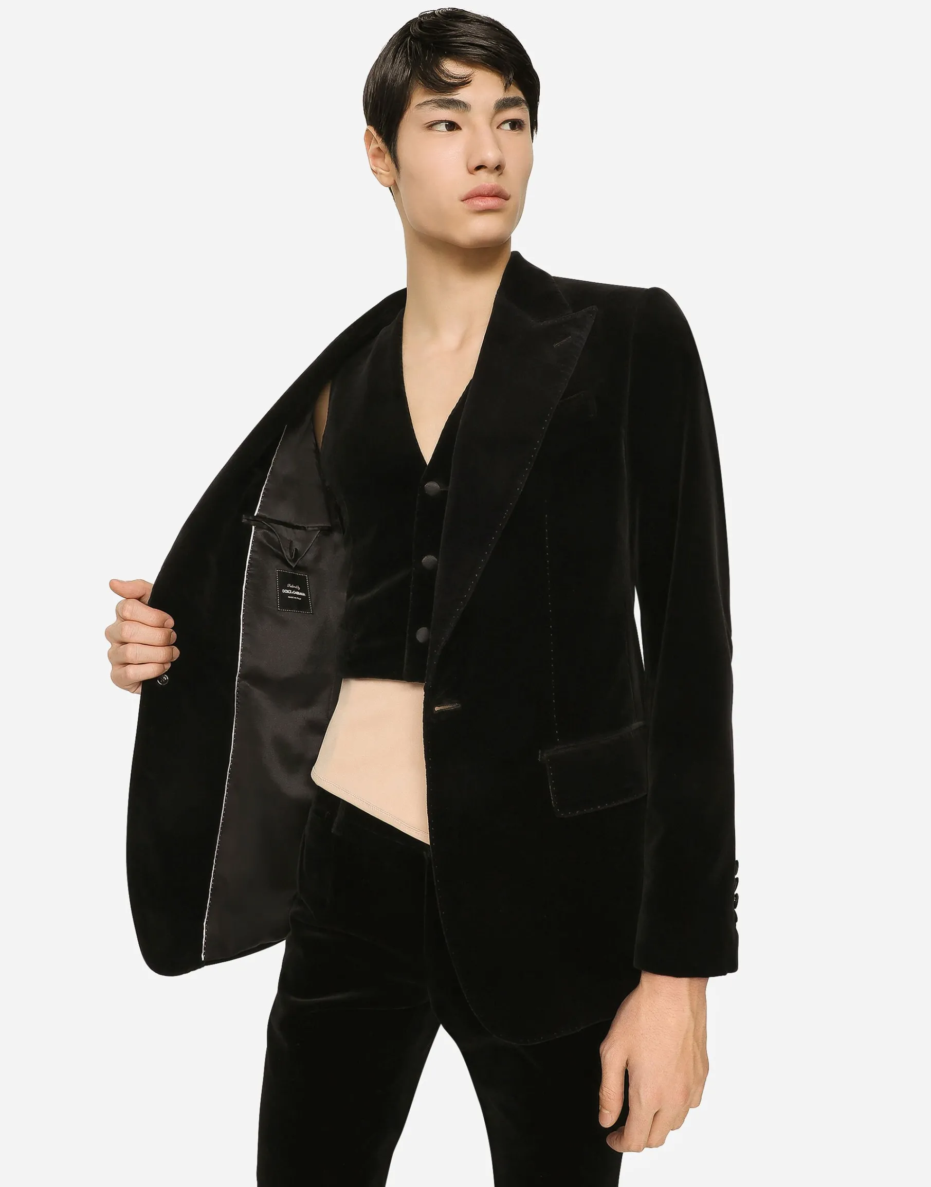 Single-breasted smooth velvet suit