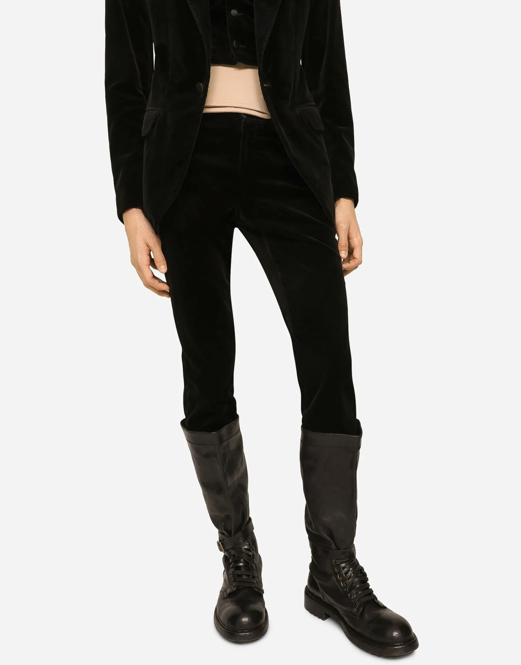 Single-breasted smooth velvet suit
